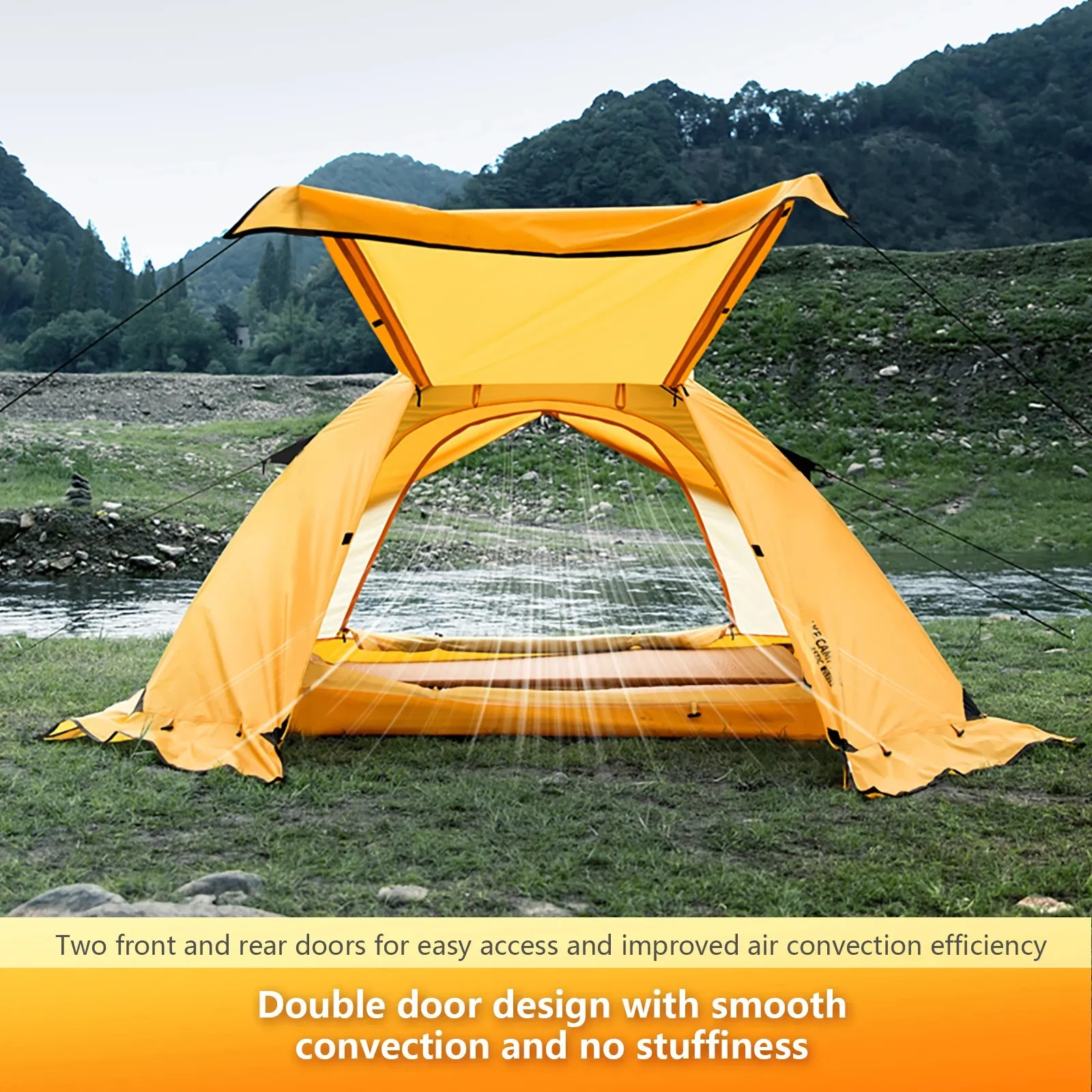 4 Season Camping Tent with Snow Skirt 2 Person Double Layer Aluminum Pole Tent for Outdoor Backpack Picnic Hiking