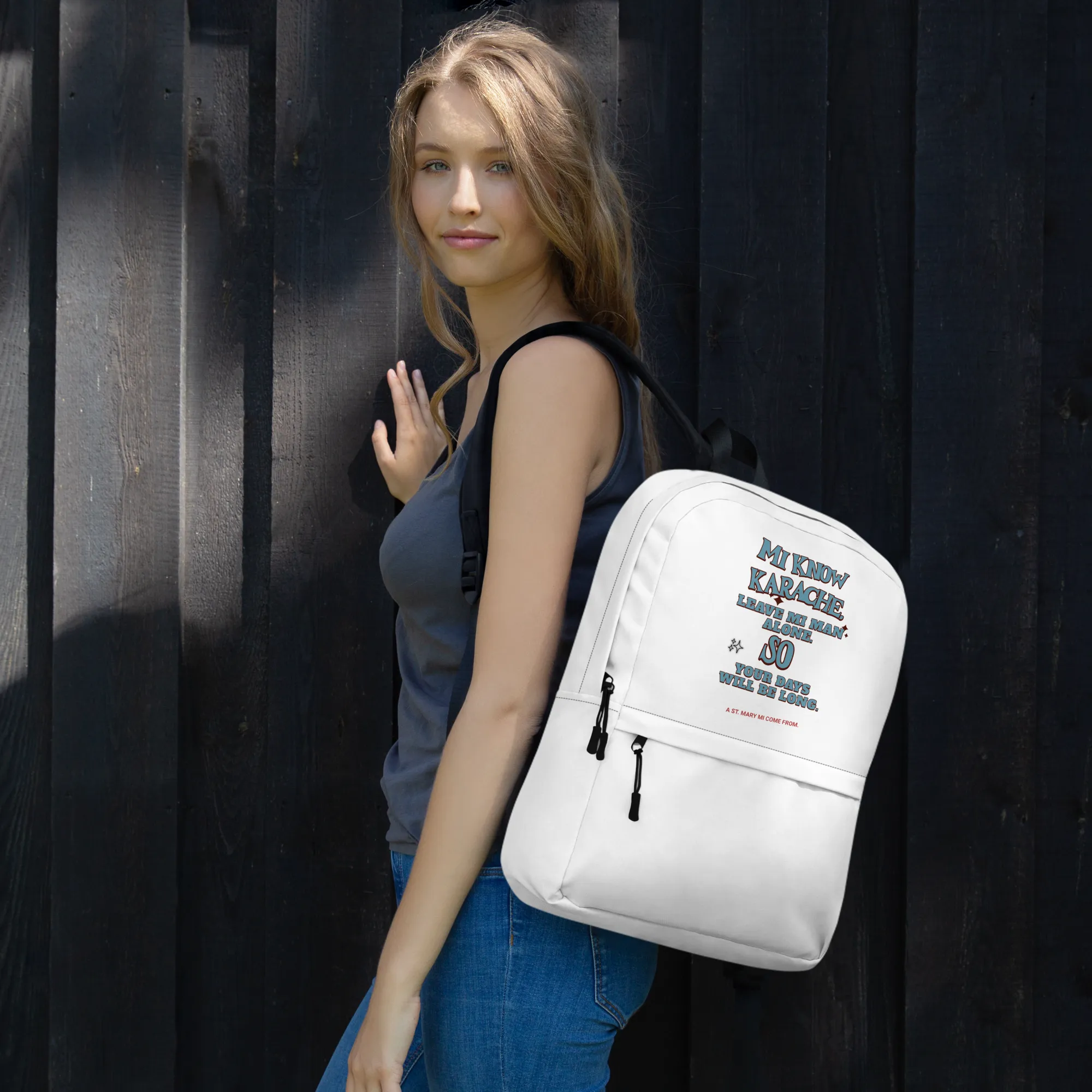 A St. Mary Mi Come From - Jamaican slang on a backpack Jamaica personalized backpack Jamaica book bag Jamaican bag