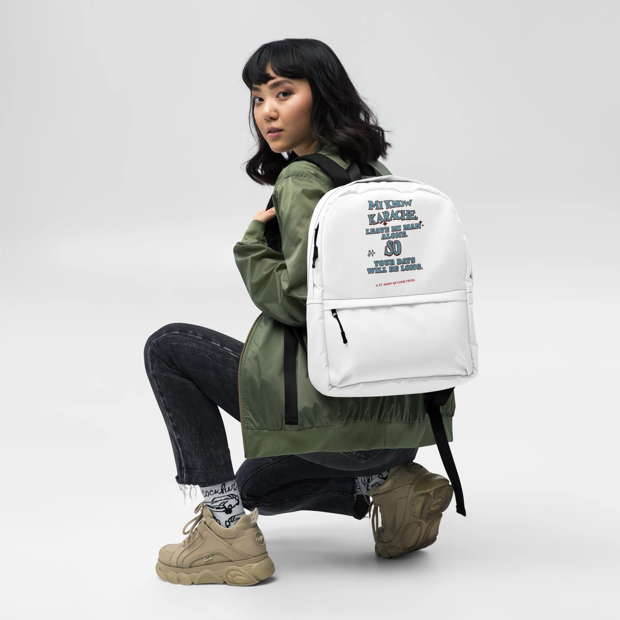 A St. Mary Mi Come From - Jamaican slang on a backpack Jamaica personalized backpack Jamaica book bag Jamaican bag