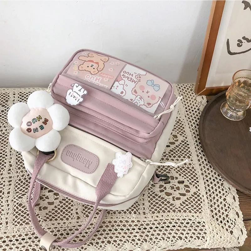 Backpack for Women Cute Cartoon Printing Mixcolor Student Travel Daypack