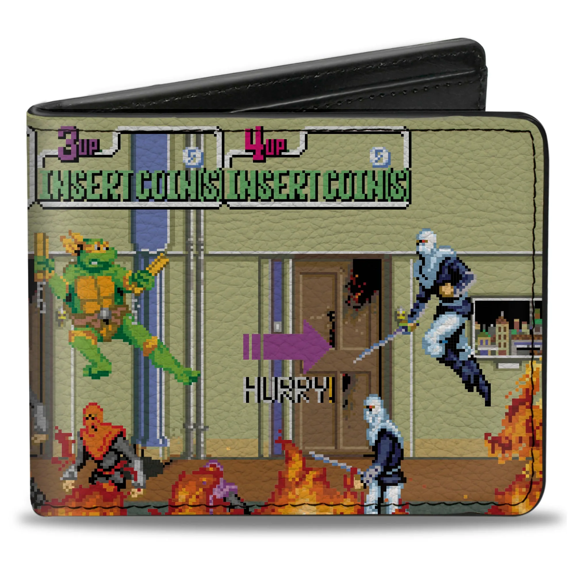 Bi-Fold Wallet - Teenage Mutant Ninja Turtles 8-Bit Video Battle Scene