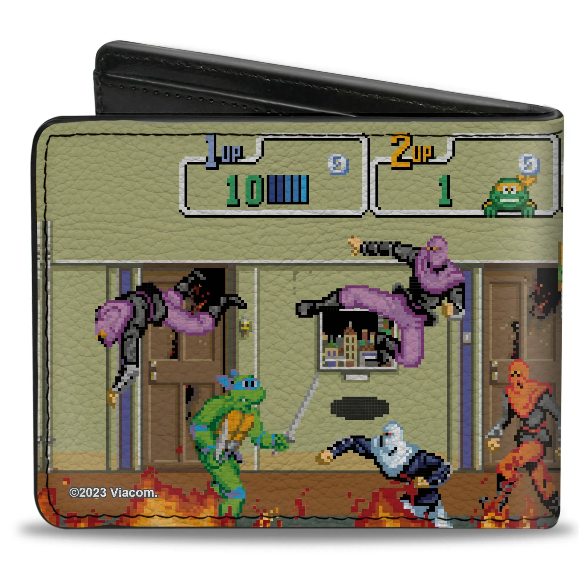 Bi-Fold Wallet - Teenage Mutant Ninja Turtles 8-Bit Video Battle Scene