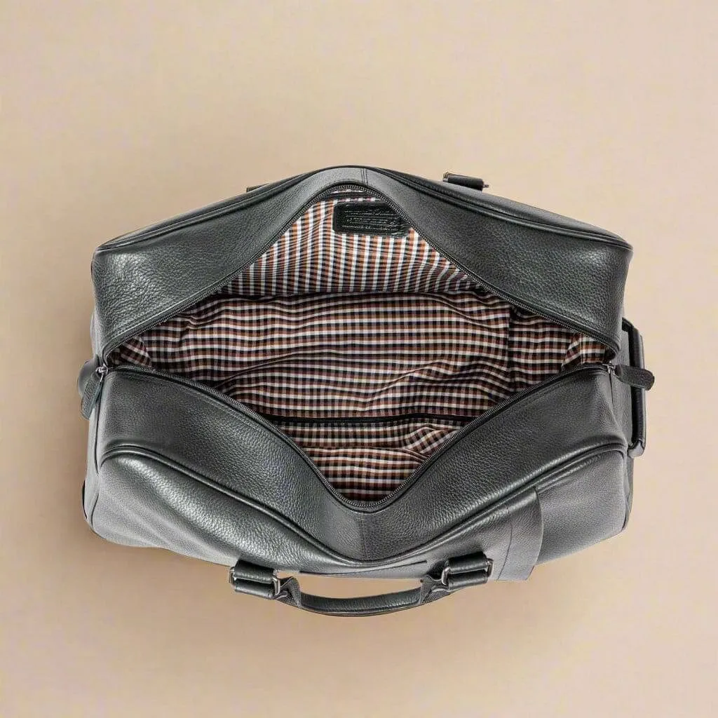 Black Leather Trolley Travelbag