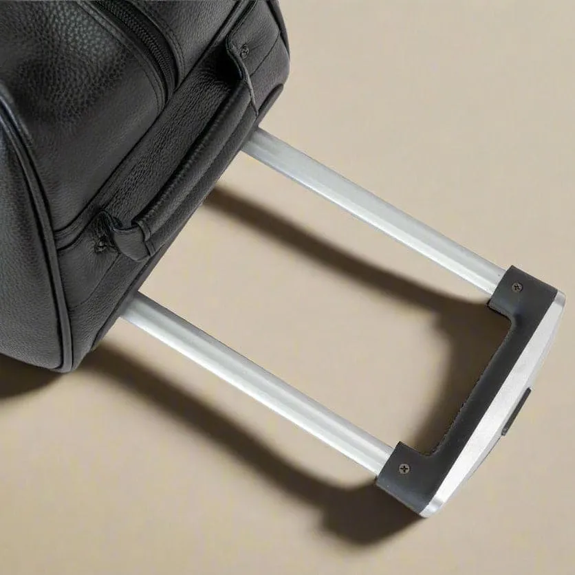 Black Leather Trolley Travelbag