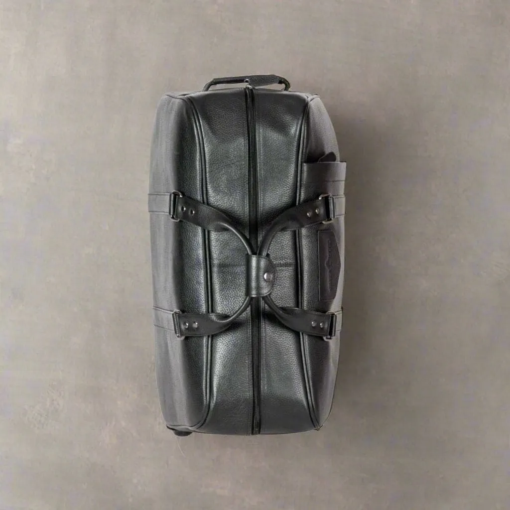 Black Leather Trolley Travelbag