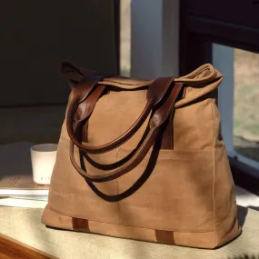 Brown Women Tote Bag | Waxed Canvas