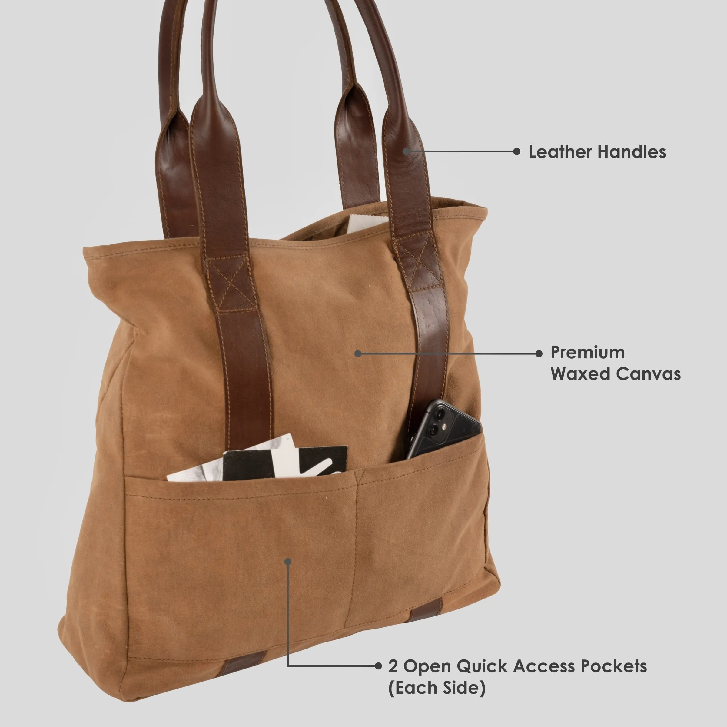 Brown Women Tote Bag | Waxed Canvas