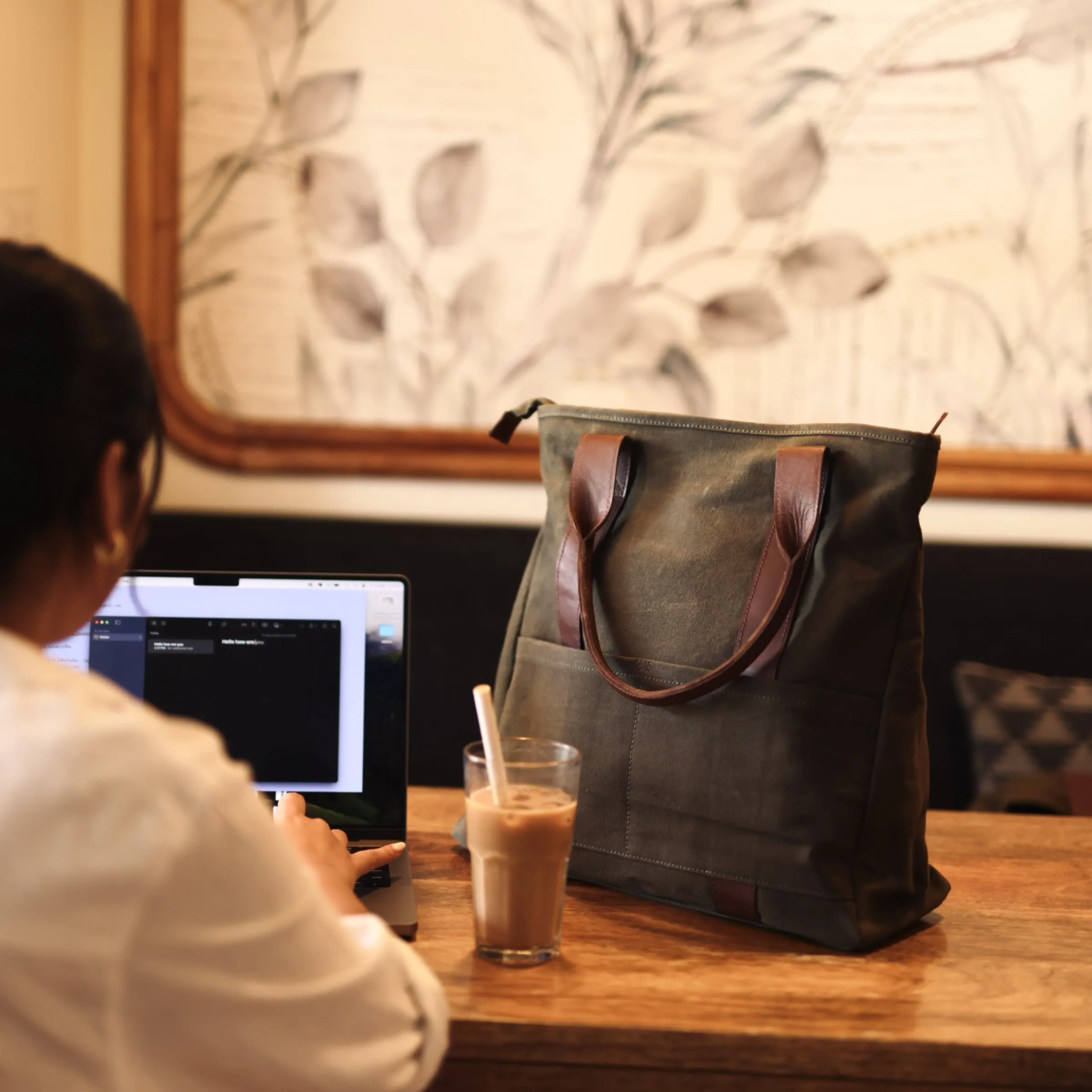 Brown Women Tote Bag | Waxed Canvas