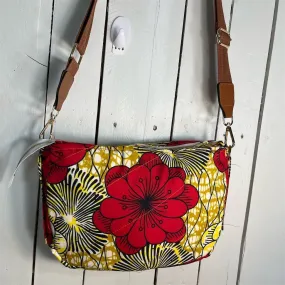 Carla Women's handmade Yellow CB Bag Red Floral Print Adjustable Strap (C815-24)