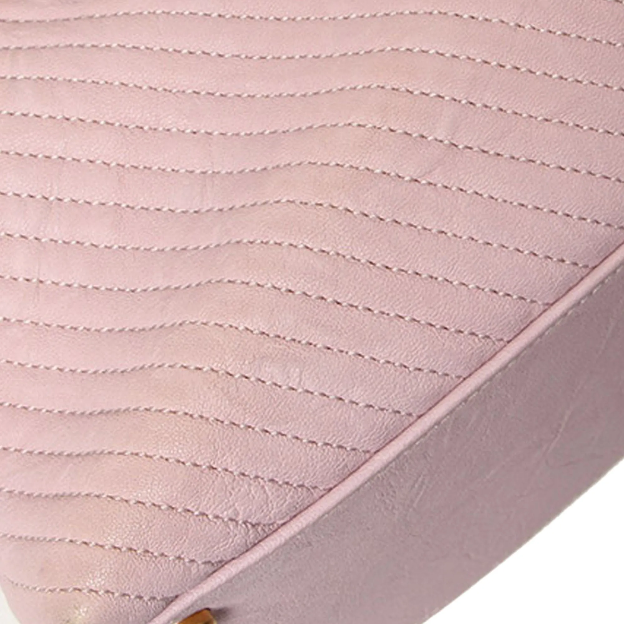 Chanel Chevron Leather Tote Bag Pink