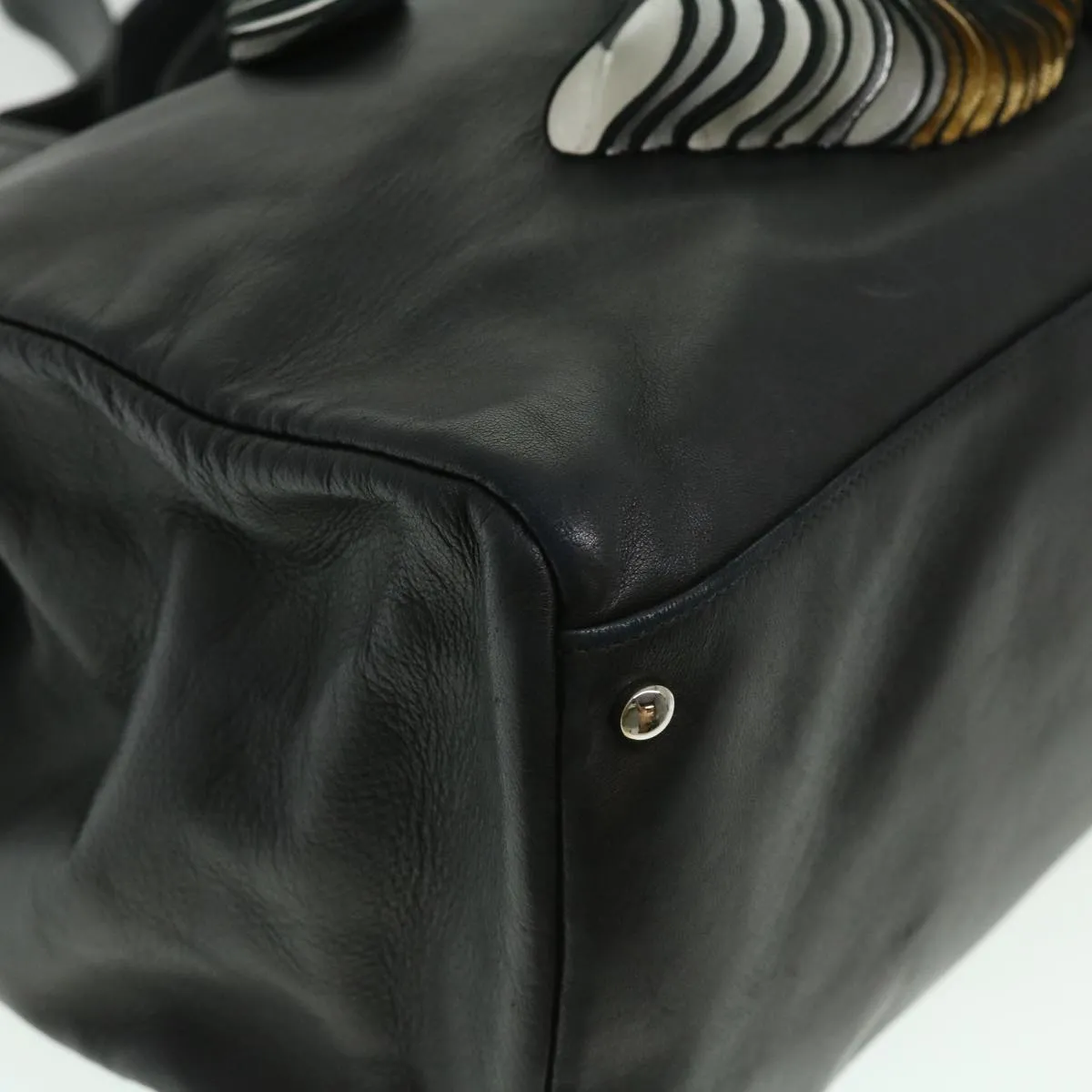 CHANEL COCO Mark Tote Bag Lamb Skin Black CC Auth bs1448A