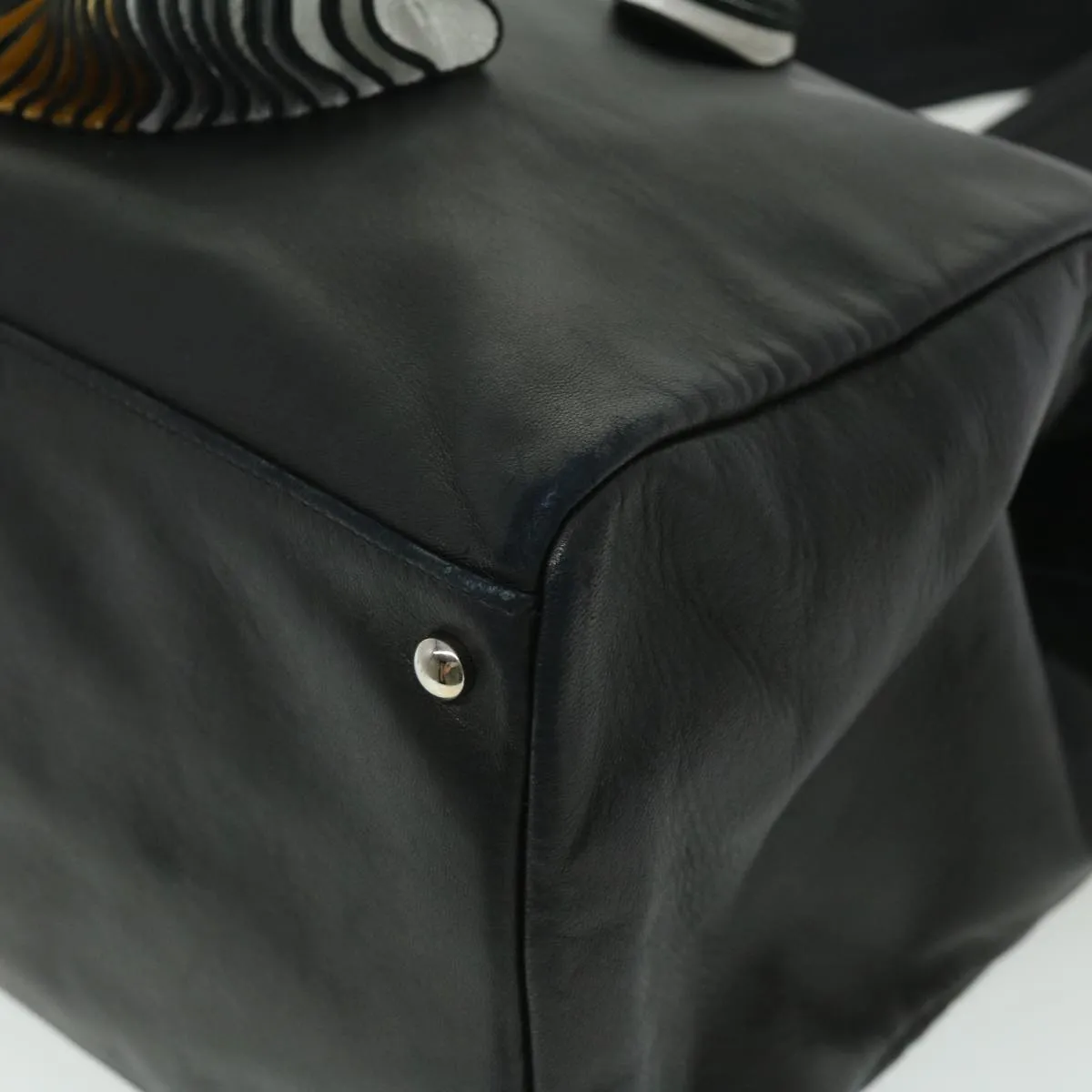 CHANEL COCO Mark Tote Bag Lamb Skin Black CC Auth bs1448A