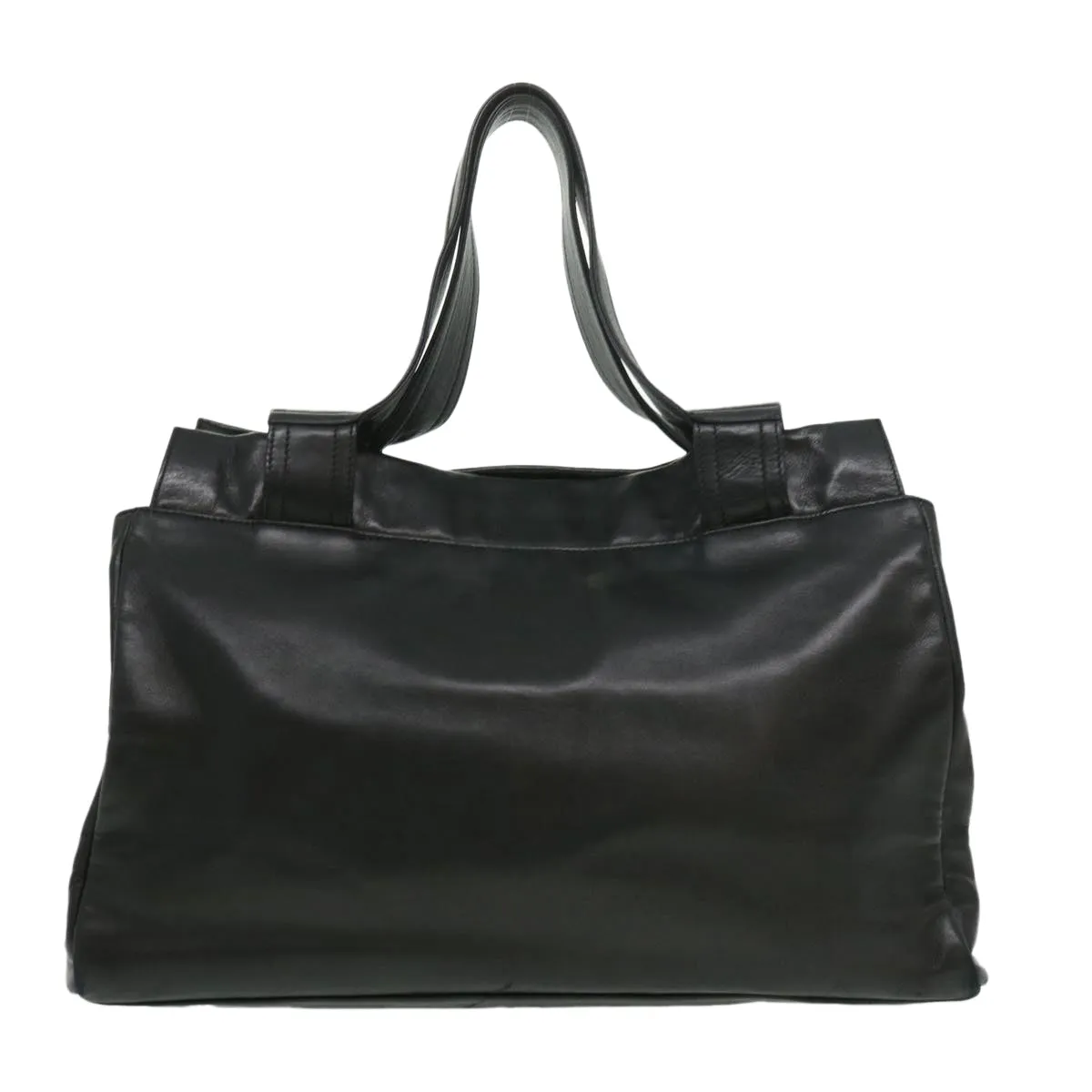 CHANEL COCO Mark Tote Bag Lamb Skin Black CC Auth bs1448A