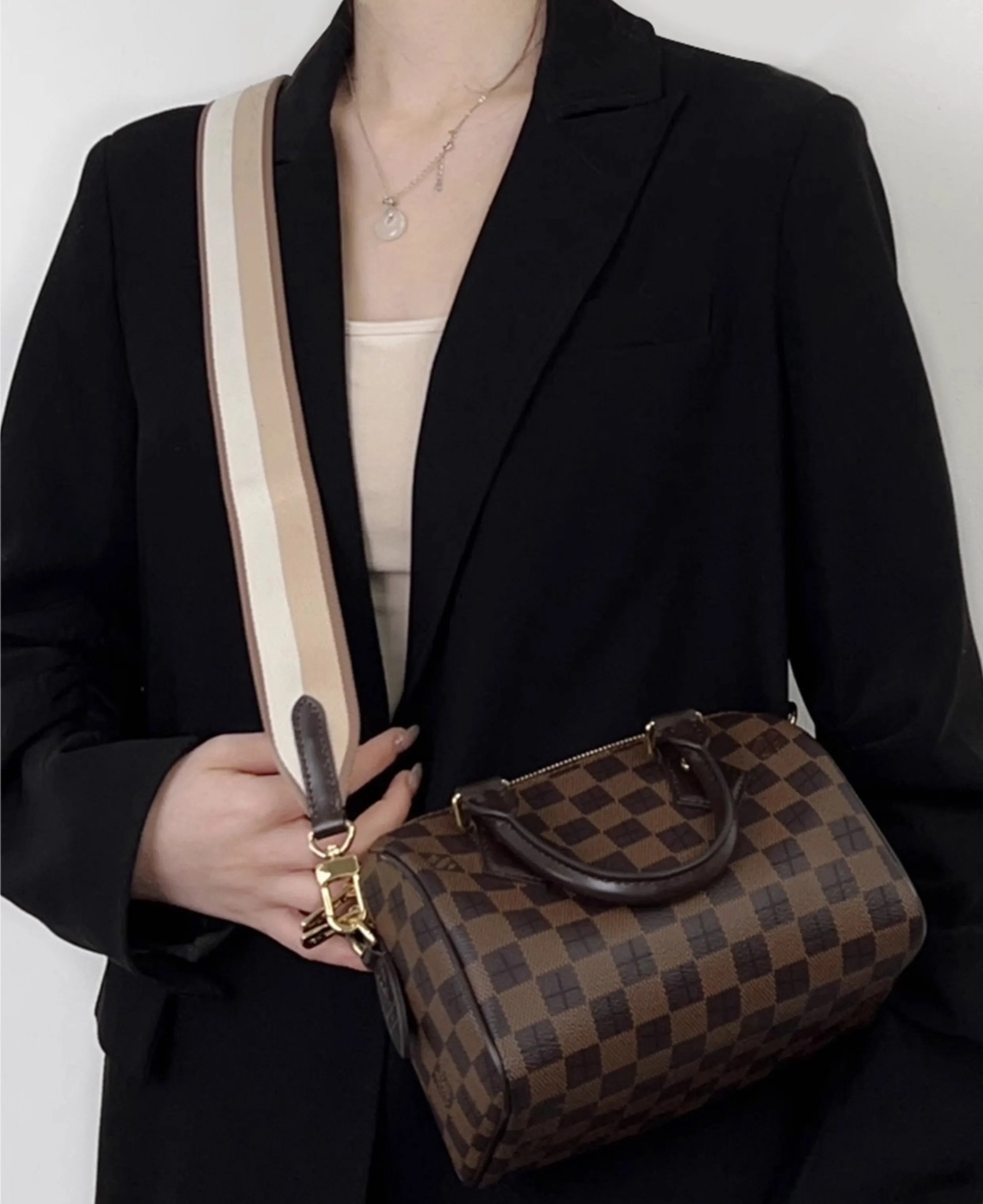 Color-block Canvas Shoulder Strap, Adjustable Length Bag Replacement Strap, 4.3cm Wide Shoulder Strap,fit in the speedy bag