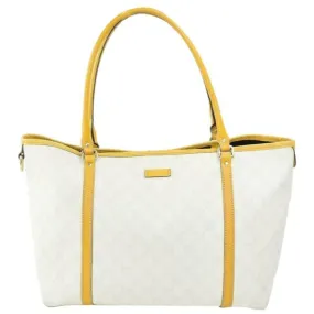 Gucci Bag Web Supreme Brown Large G Logo Print On White Coated Canvas And Yellow Leather Gg Tote