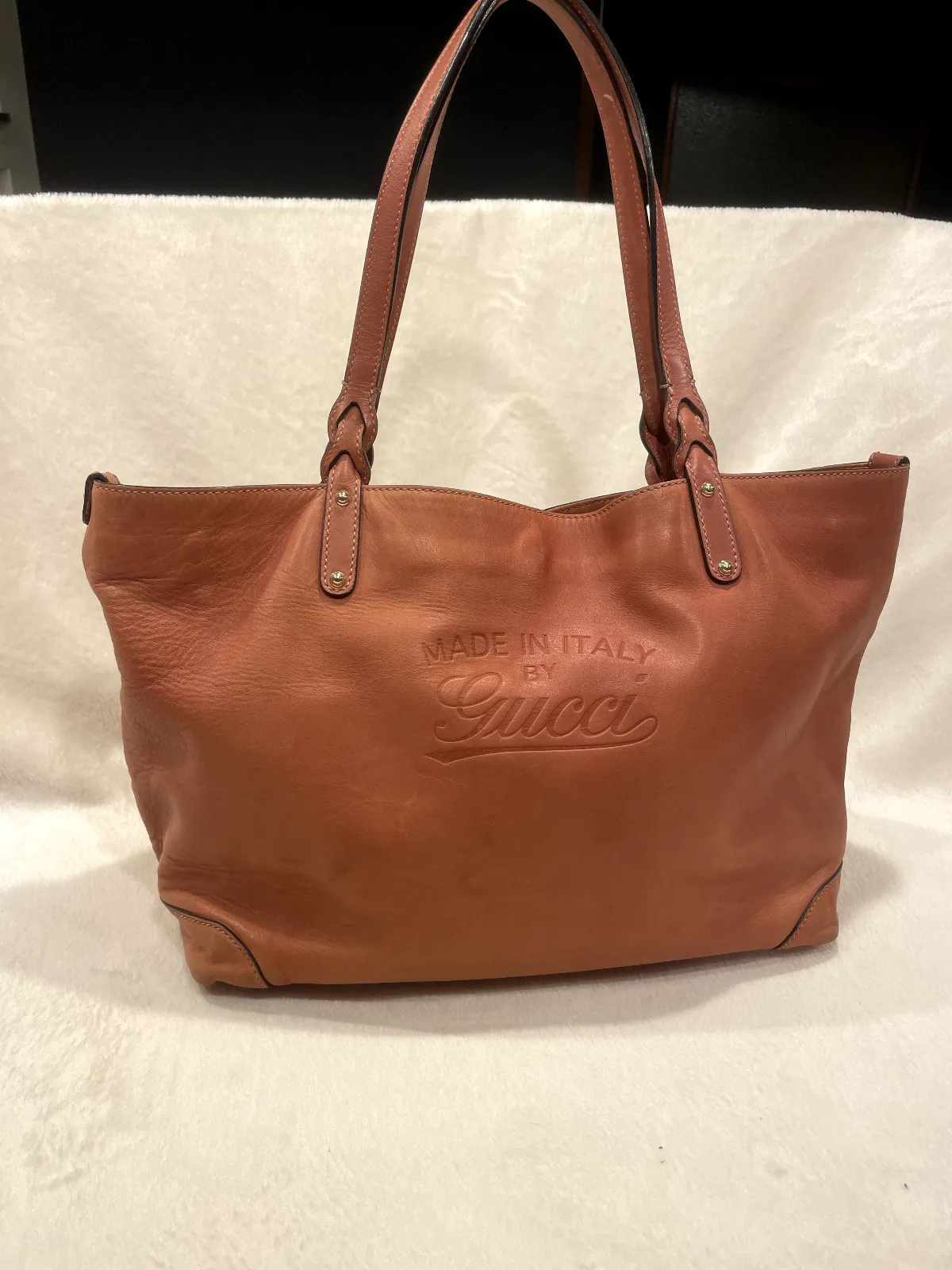 Gucci Brown Craft Leather Tote w Detachable Python Wallet