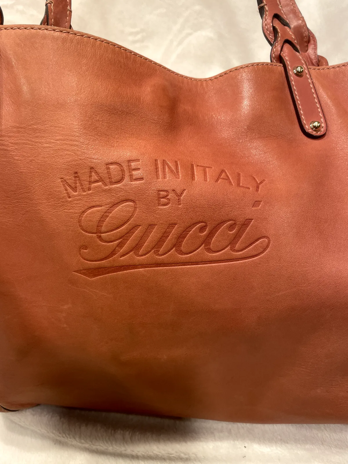 Gucci Brown Craft Leather Tote w Detachable Python Wallet