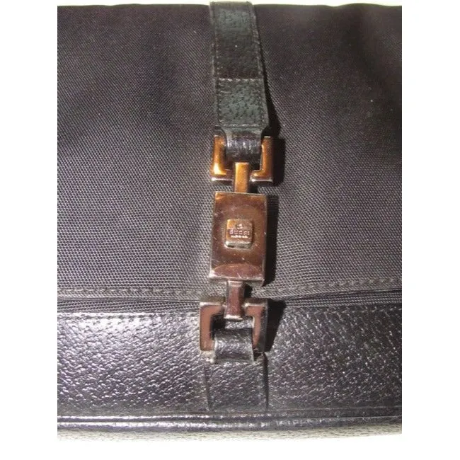 Gucci Jackie Pursesdesigner Purses Black Leather And Black Nylon Fabric Shoulder Bag