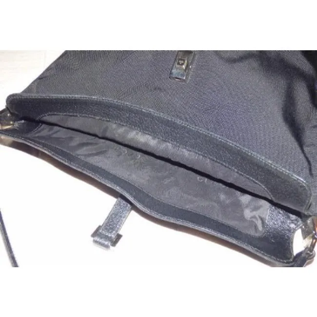 Gucci Jackie Vintage Black Leather Nylon Fabric Shoulder Bag