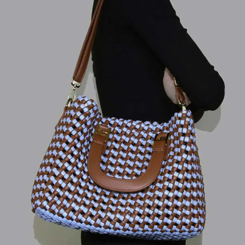 Handbag for Women Woven Large Capacity Leather  Crossbody Tote Bag