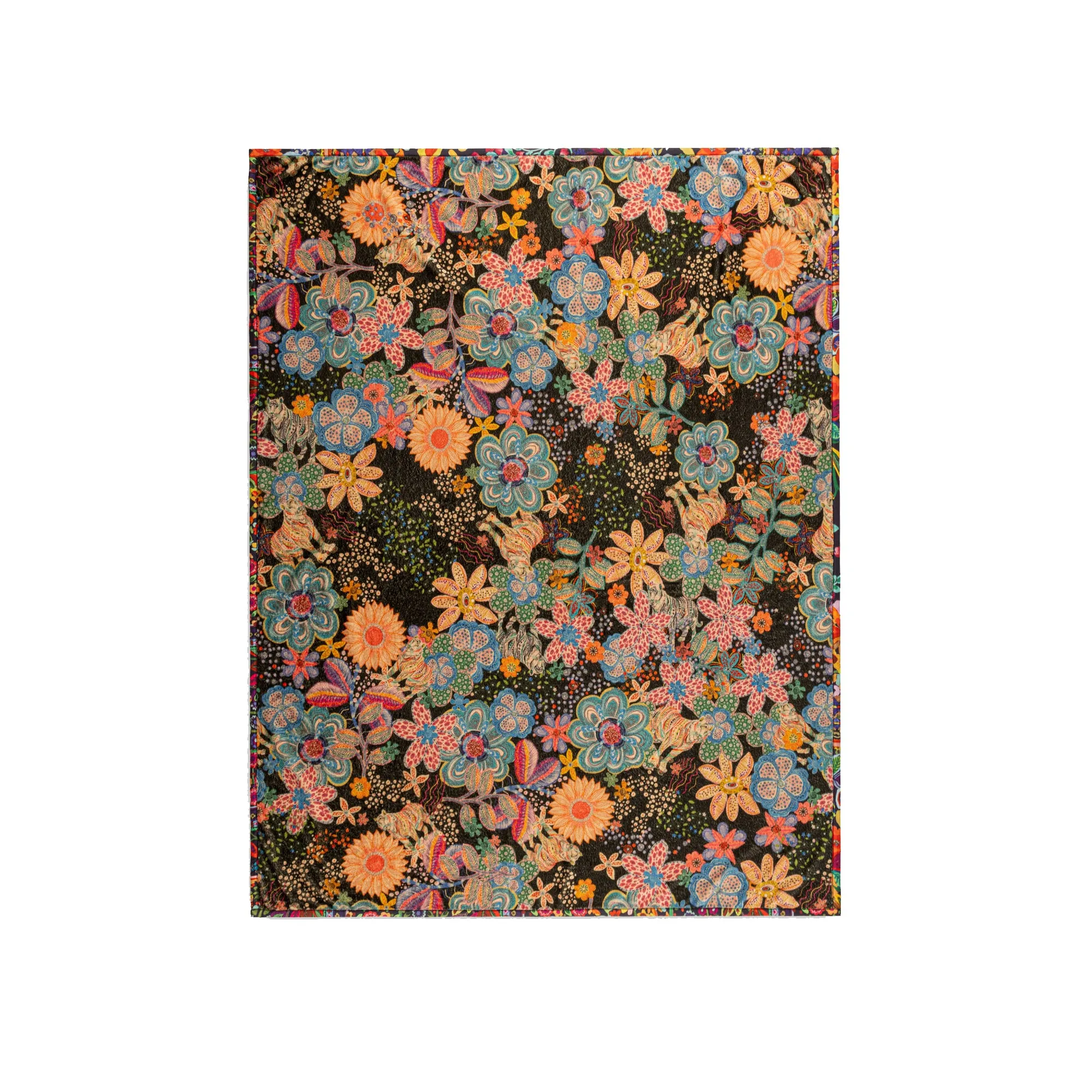 Johnny Was Laville Travel Blanket Cozy Reversible Floral Home Lounge Beige Black NEW
