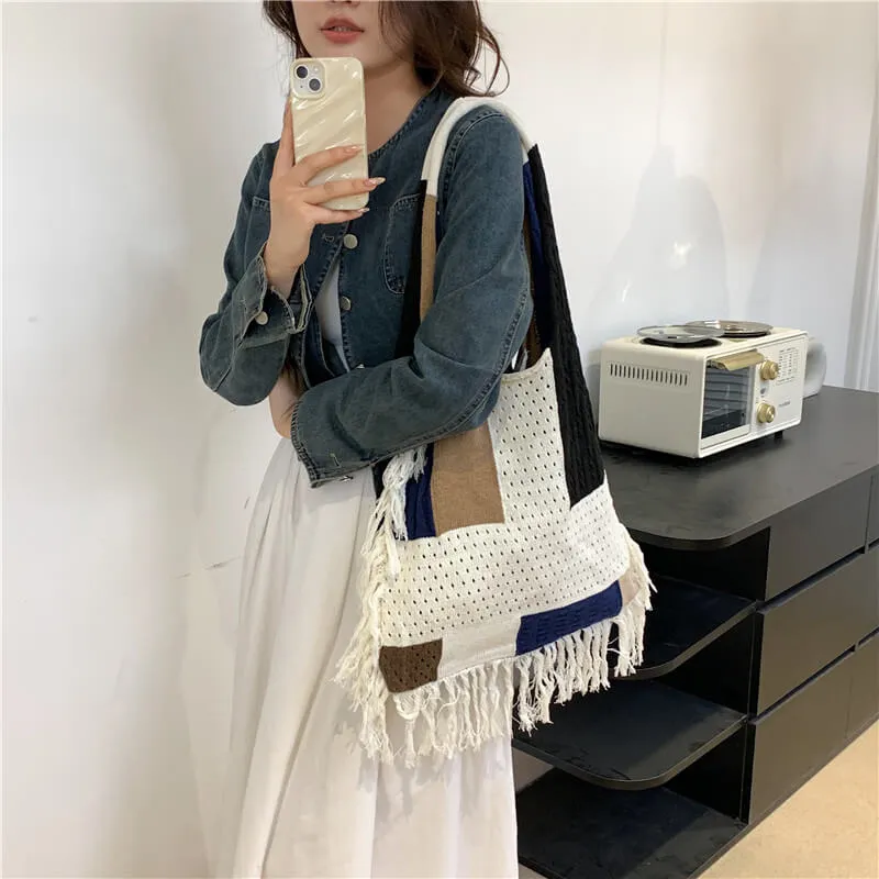 Large Capacity Aesthetic Crochet Shoulder Hand Bag-Showtown