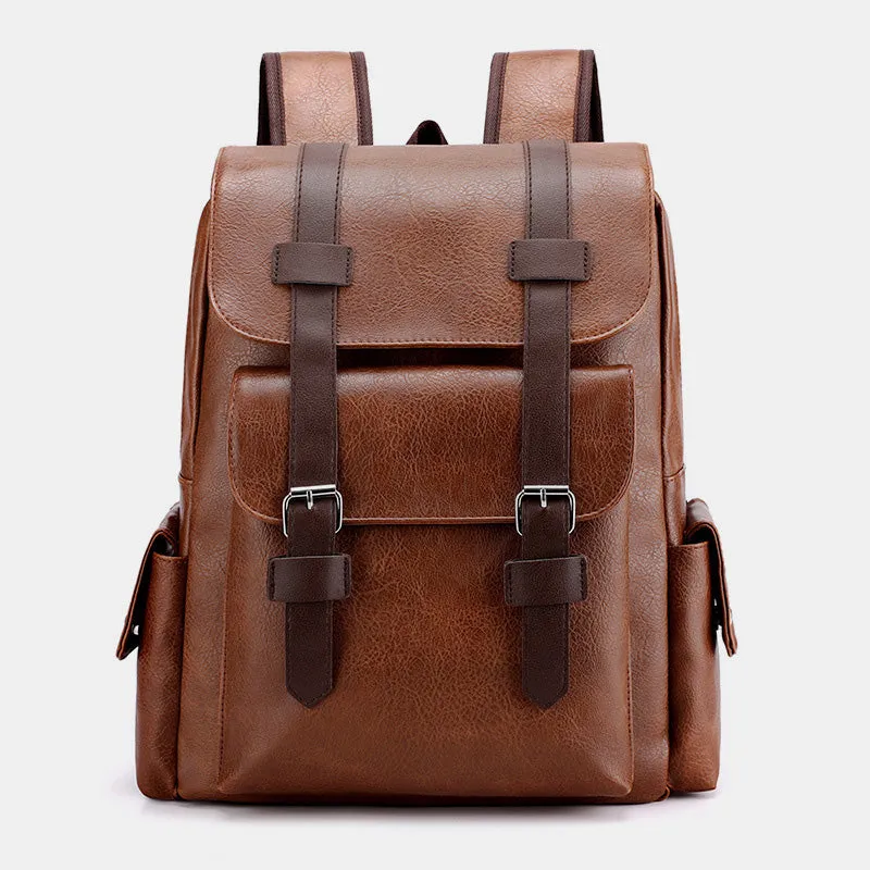 Leather Backpack for Men Women Laptop Bag Travel School Shoulder Rucksack