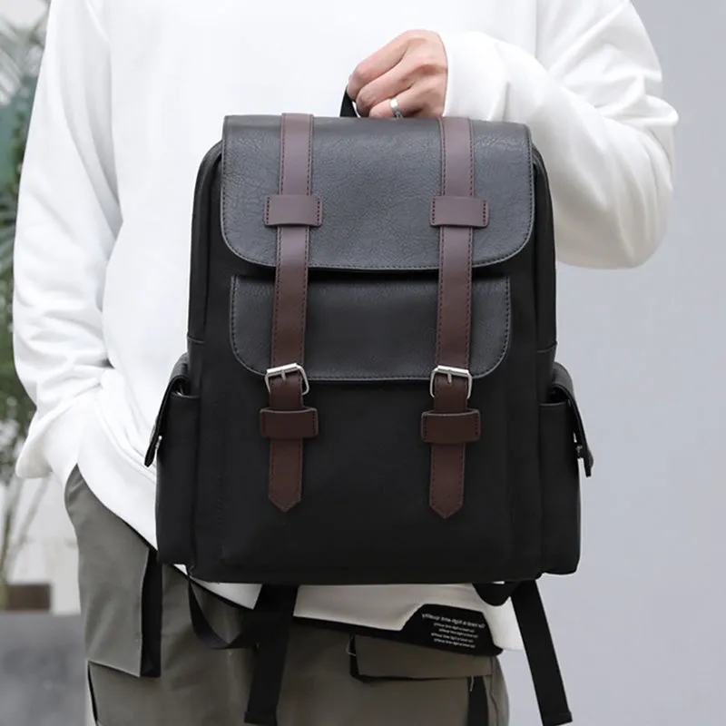 Leather Backpack for Men Women Laptop Bag Travel School Shoulder Rucksack