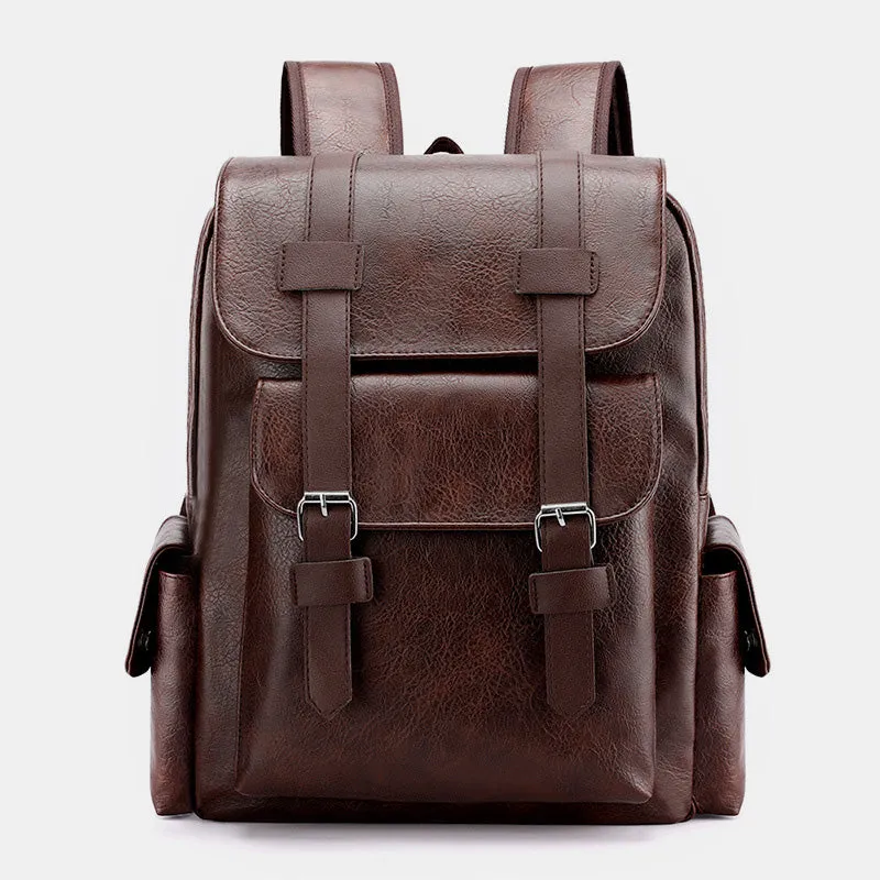 Leather Backpack for Men Women Laptop Bag Travel School Shoulder Rucksack