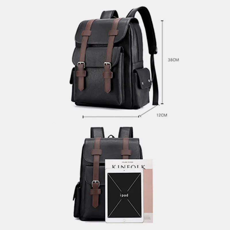 Leather Backpack for Men Women Laptop Bag Travel School Shoulder Rucksack