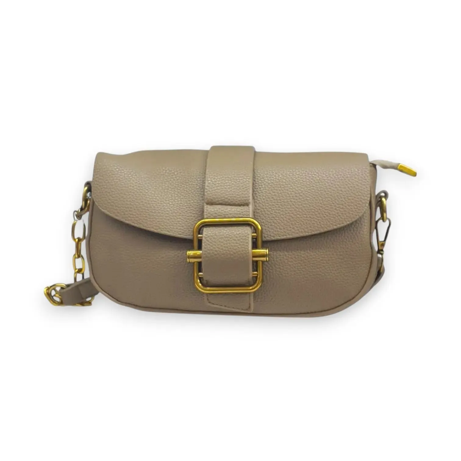 Leather Buckle Chain Shoulder Bag