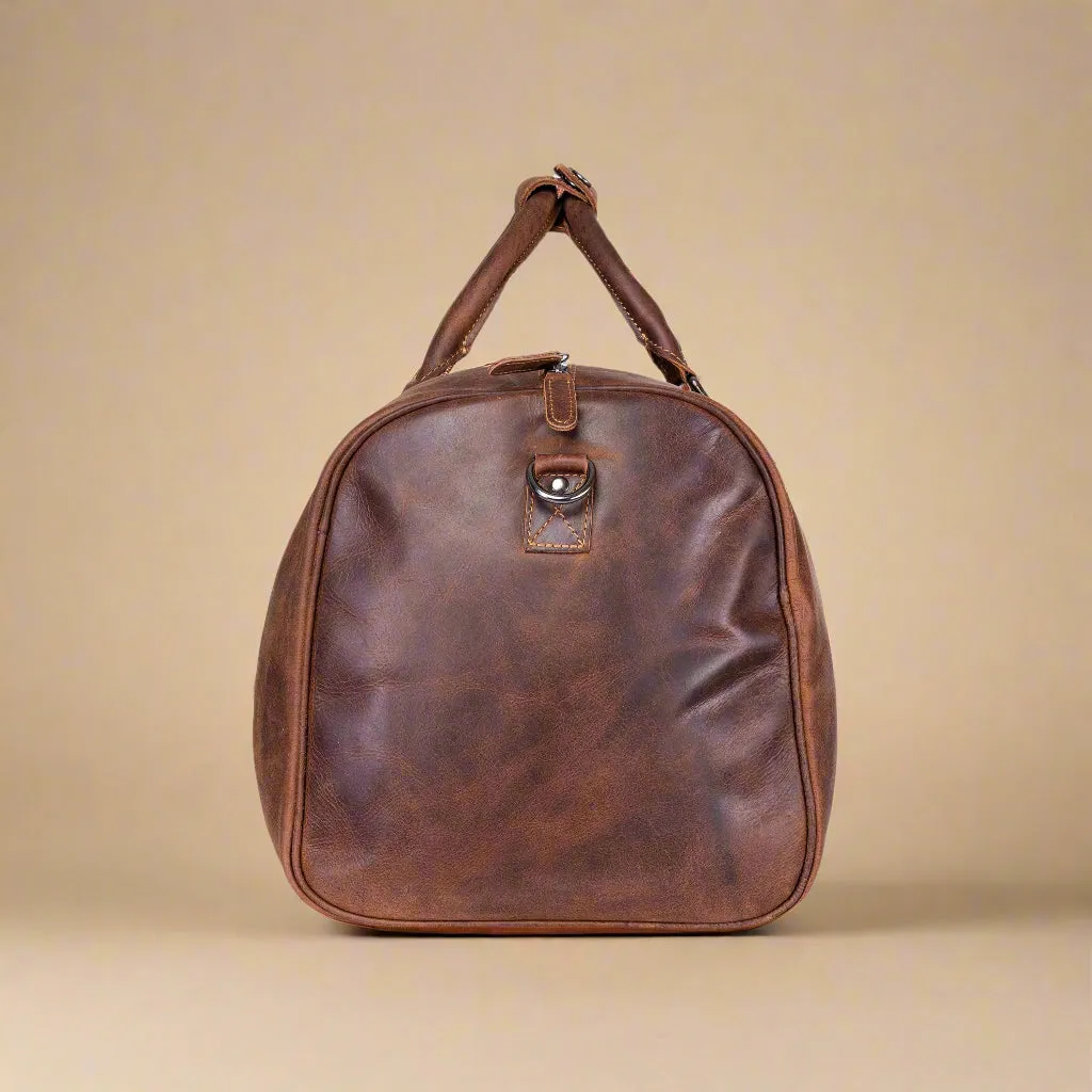 Leather Overnight Bag - Rugged Leather Duffel Bag- Sandal