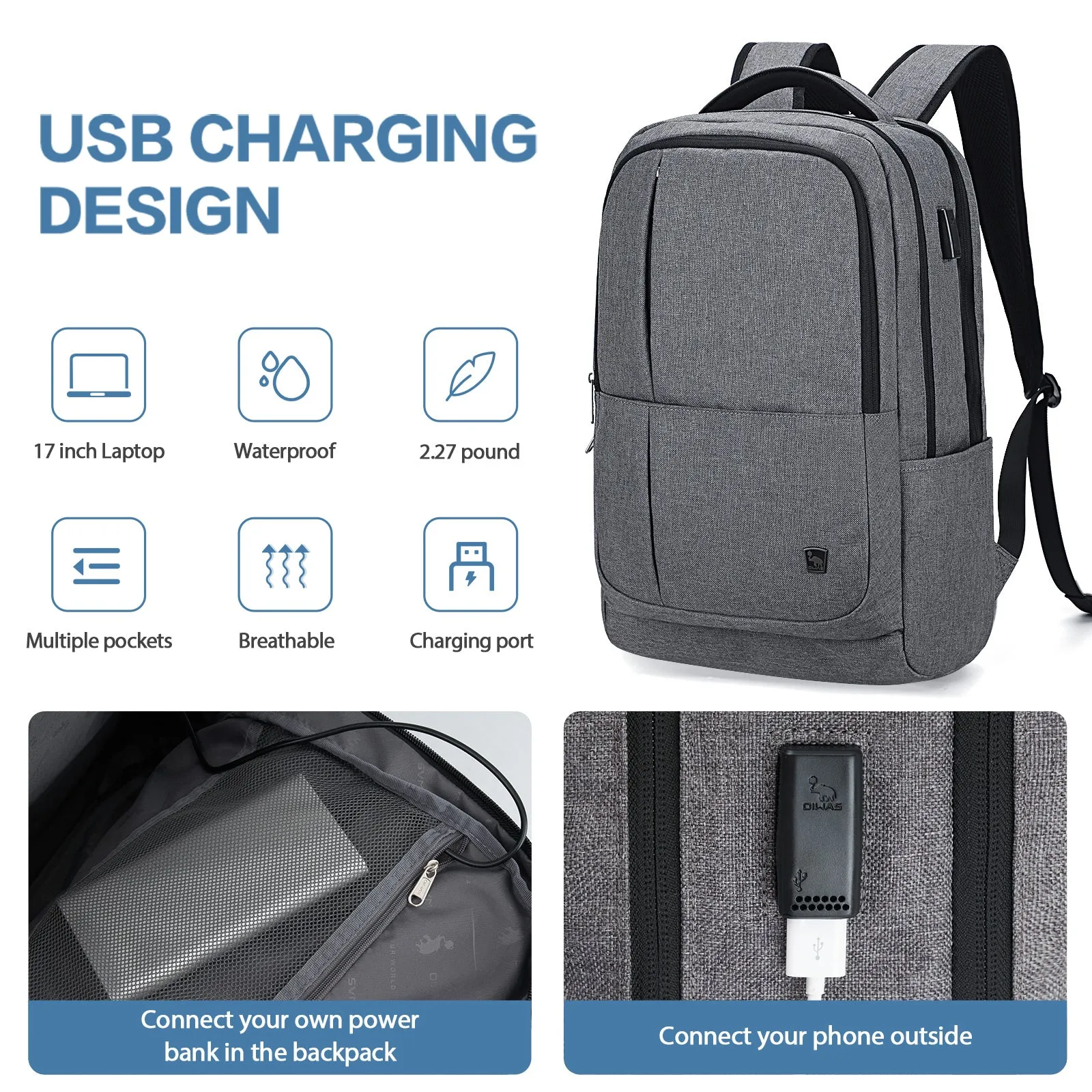 OIWAS Laptop Backpack 17 Inch