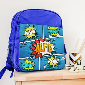 Personalised Blue 'Comic' Backpack