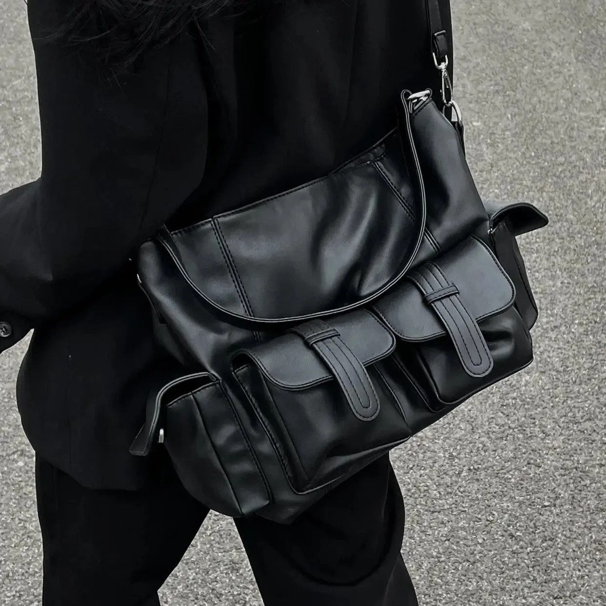 UAKISS  -  Casual Lage Capacity Women Tote Bag Casual Designer Crossbody Bag Simple Solid PU Leather Female Shoulder Bag Handbags