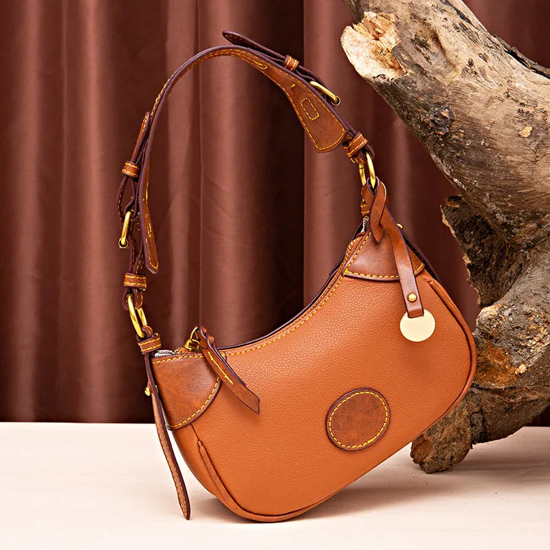 Vintage Underarm Bag Pebble Grain Leather Shoulder Bag For Women