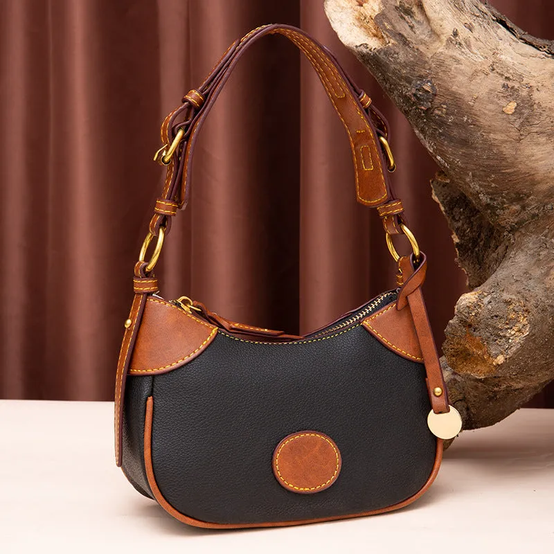 Vintage Underarm Bag Pebble Grain Leather Shoulder Bag For Women