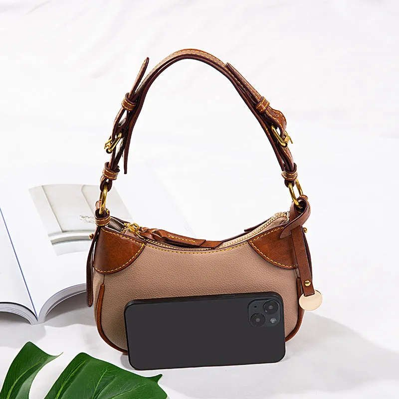 Vintage Underarm Bag Pebble Grain Leather Shoulder Bag For Women
