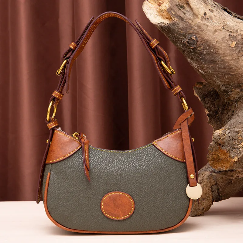 Vintage Underarm Bag Pebble Grain Leather Shoulder Bag For Women