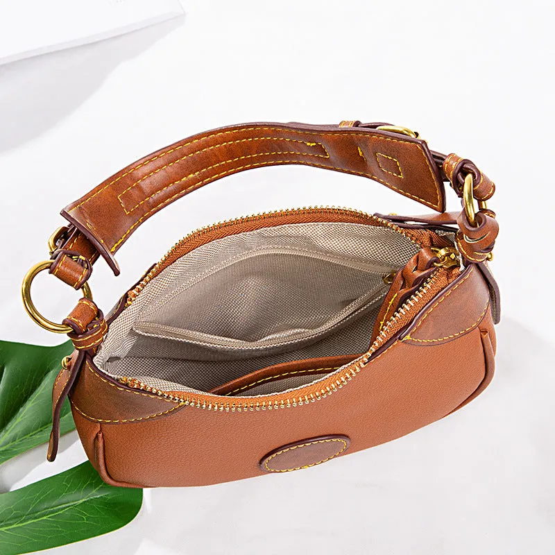 Vintage Underarm Bag Pebble Grain Leather Shoulder Bag For Women