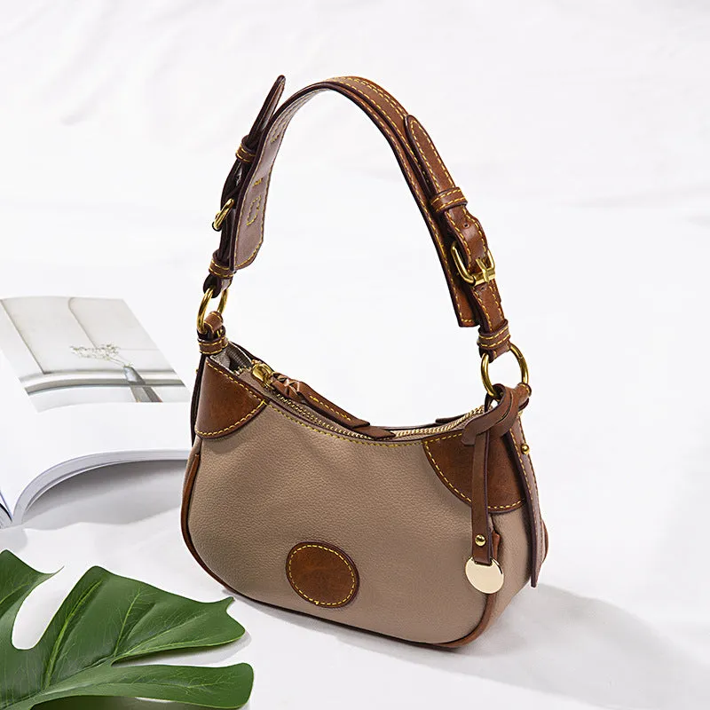 Vintage Underarm Bag Pebble Grain Leather Shoulder Bag For Women