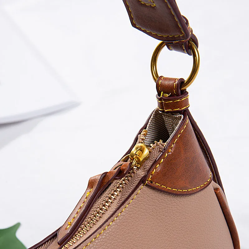 Vintage Underarm Bag Pebble Grain Leather Shoulder Bag For Women