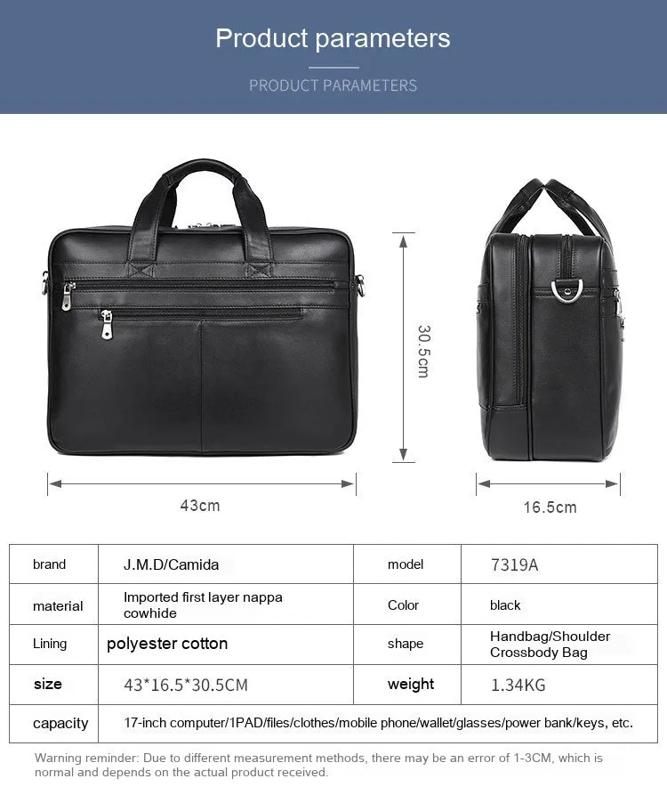 Waterproof Genuine Leather Business Handbag|Comfortable Texture|Carry-on Ready