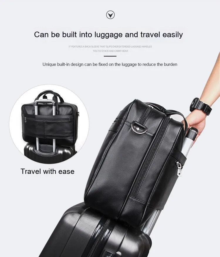 Waterproof Genuine Leather Business Handbag|Comfortable Texture|Carry-on Ready