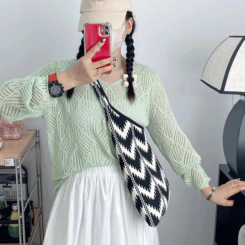 Wavy Stripe Tote For Women College Student Shoulder Bag