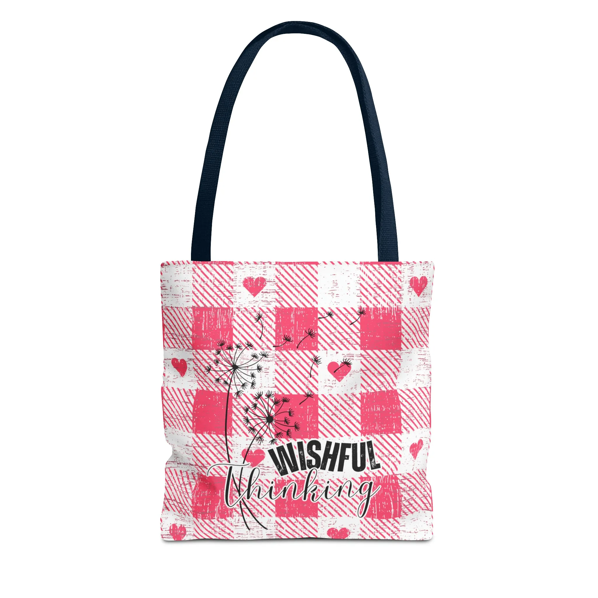 Wishful Thinking Pink Plaid Small Tote Bag: Chic and Compact Carryall in Stylish Design